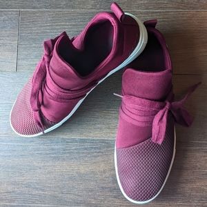 Brash Pull-On, Lace-Up Sneakers in Maroon
